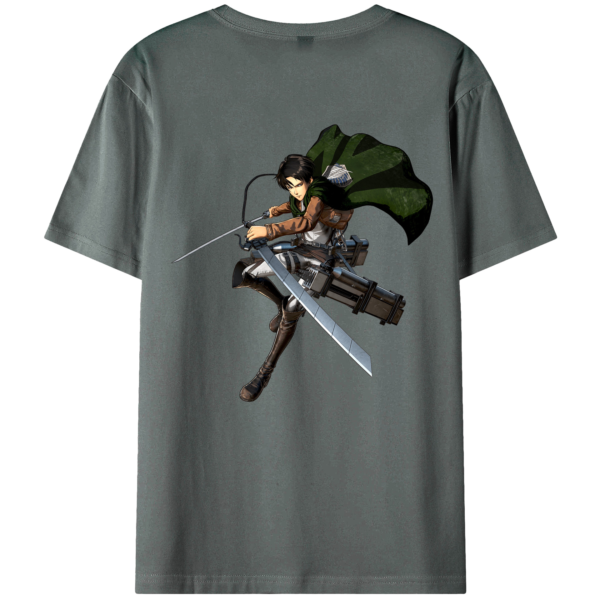 （画像用） 進撃の巨人 リヴァイ·アッカーマン Attack on Titan Levi Ackerman 綿100％ メンズ半袖Tシャツ（バックプリント） 通気性